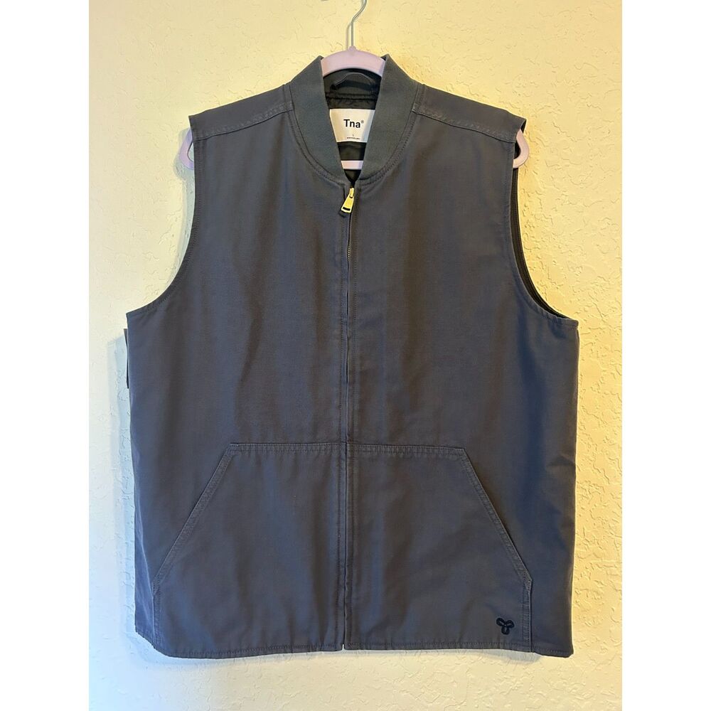 NWT Aritzia TNA Ferris Utility Vest Inky Grey Size L Quilted Lined